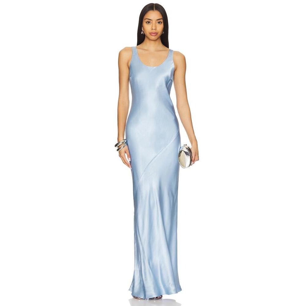 Line & Dot Sky Blue Maxi Dress
